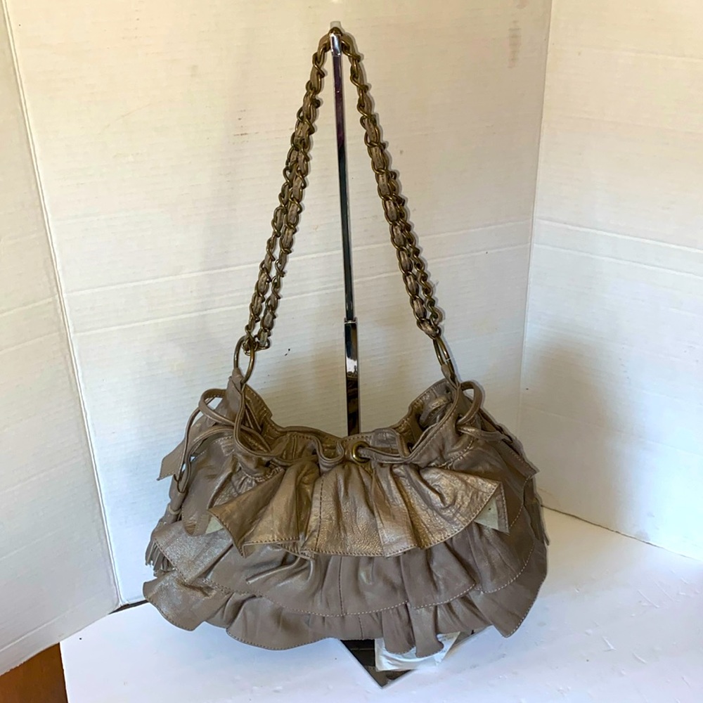 VGUC. Adrian Vittadini ruffle, soft, leather bag.